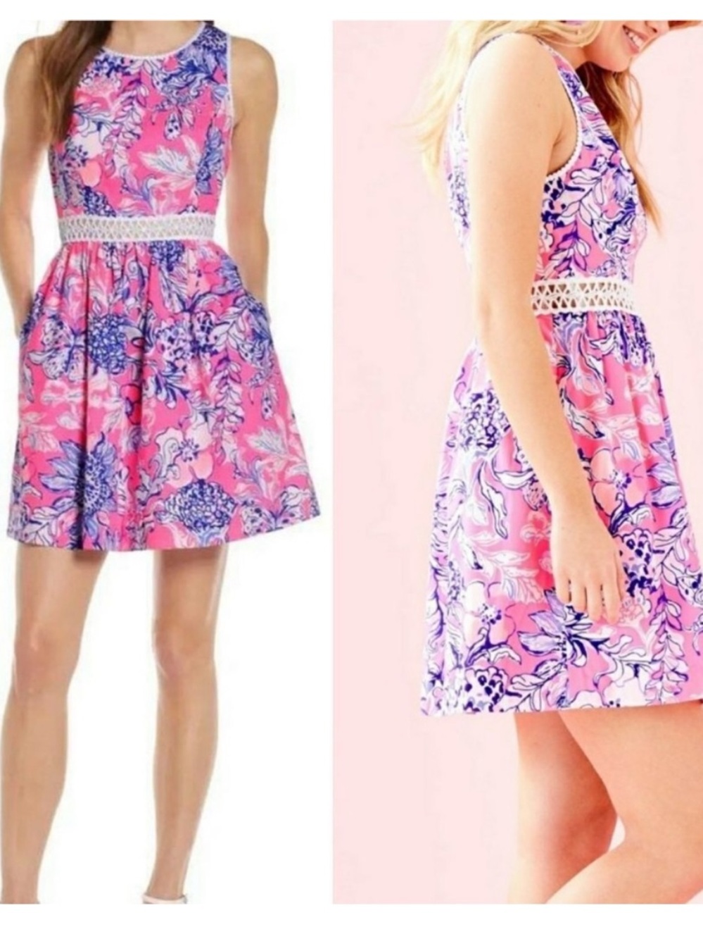 Lilly Pulitzer Alivia Floral Eyelet Dress in Pink Tropics Print 10 /12 - Picture 5 of 13